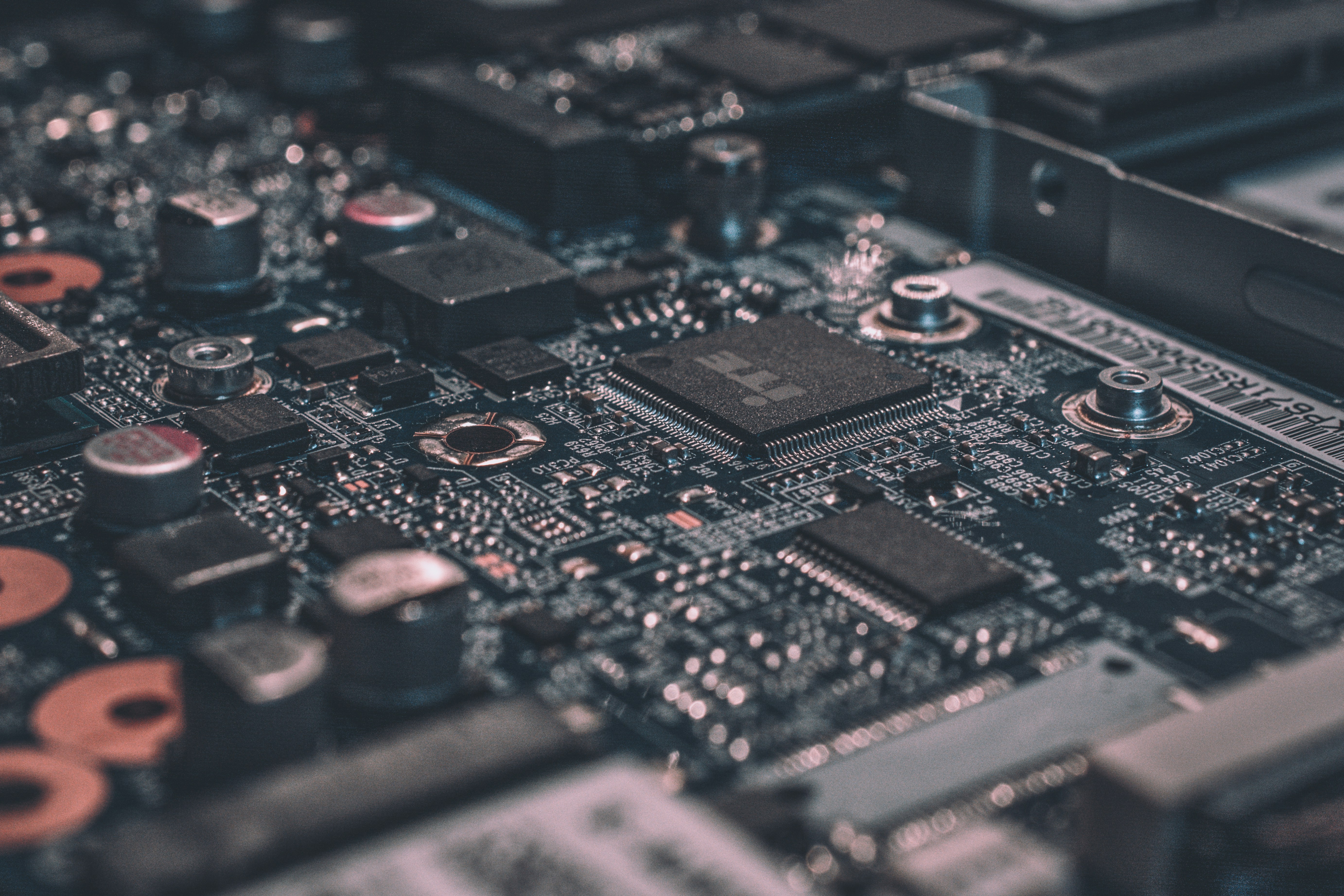 Circuit board macro detail representing technology research